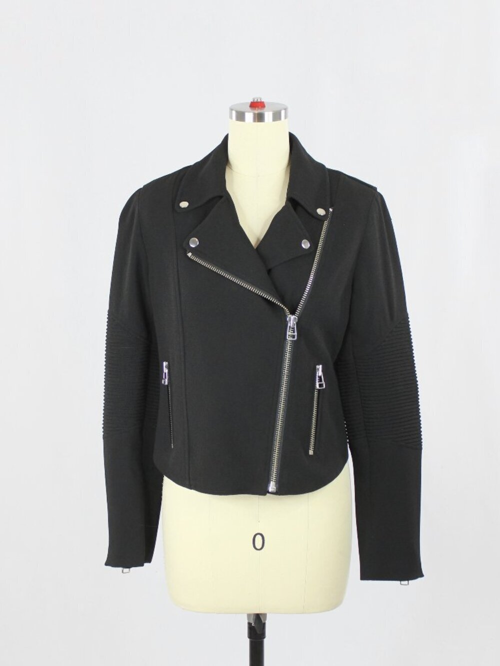 Aritzia WILFRED Montesson Black Crepe Motorcycle Moto Biker Jacket, Size 4